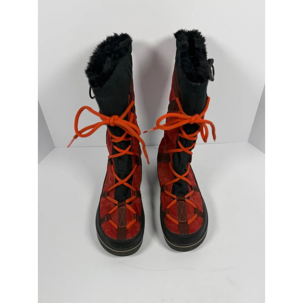 Sorel Tofino Waterproof Winter Boots Red Black Faux Fur NL1977-660 Womens 9.5